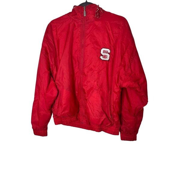 Vintage 1990's Era NC State Red Hooded puffer Jacket With Logo Graphic Large - Picture 2 of 8